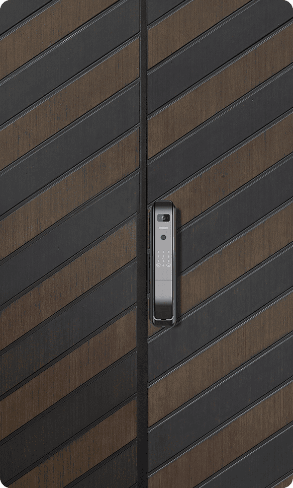 GoldenTop Timber Series Smart Security Door – Digital Fingerprint Lock on Premium Timber Door