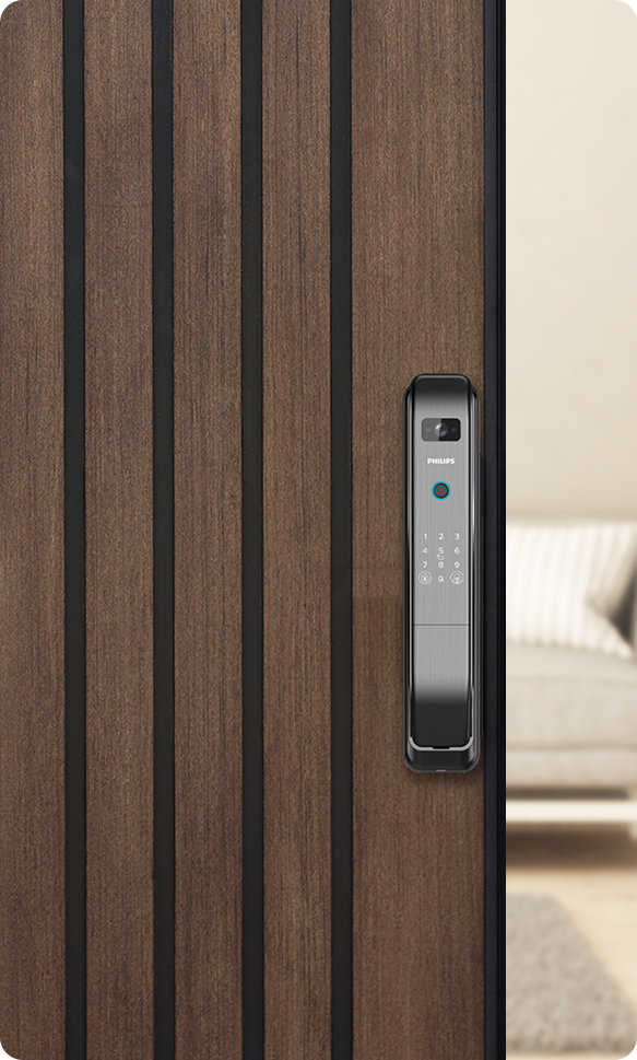 GoldenTop Timber Series Security Door Close-Up – Multi-Point Mechanical Lock on Aluminum-Framed Timber Door