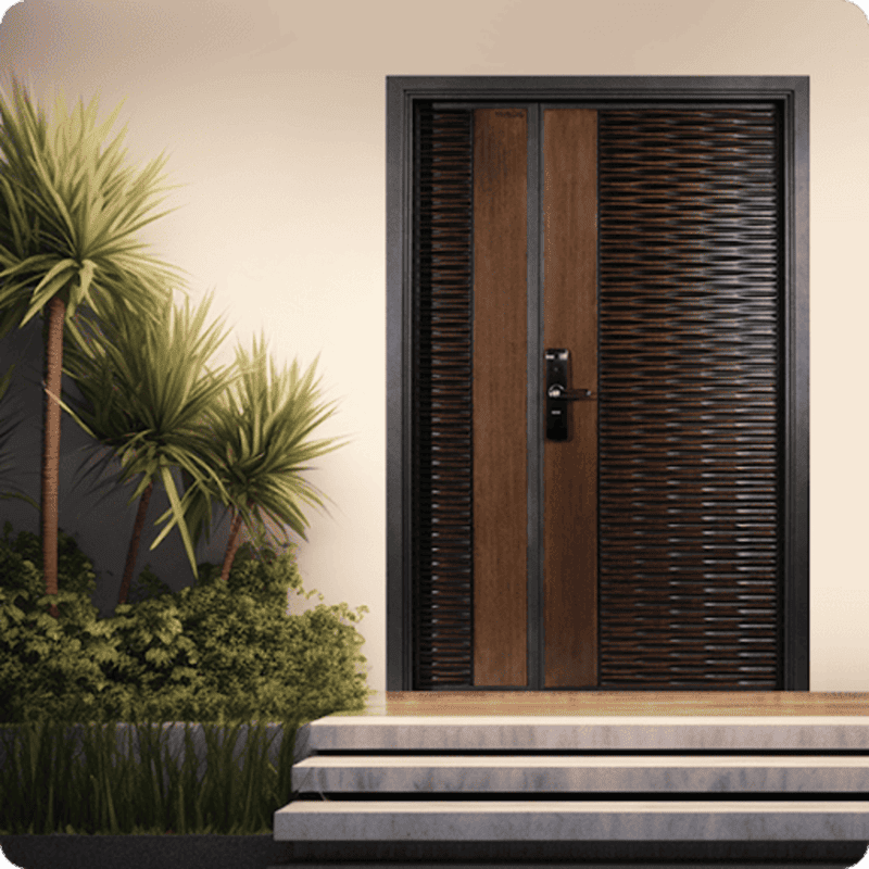 Durable and aesthetically pleasing security doors with smart lock solutions