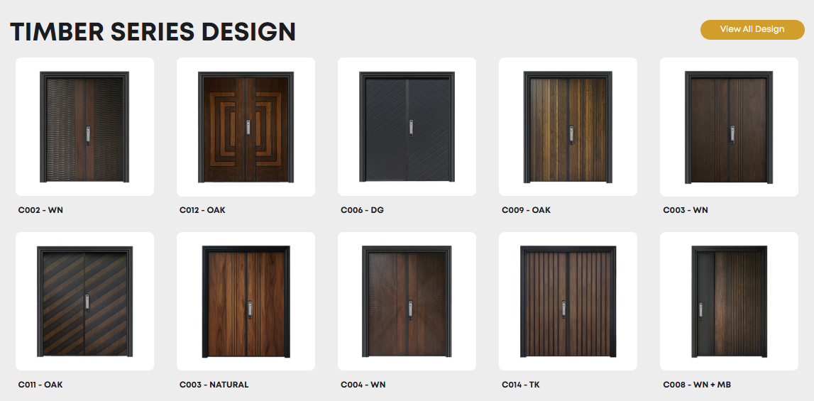 Golden Top's various designs for wooden doors, ideal for efficient cleaning and maintenance